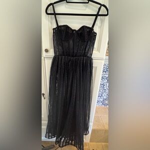 PatBO black lurex tulle midi dress. Size 2.